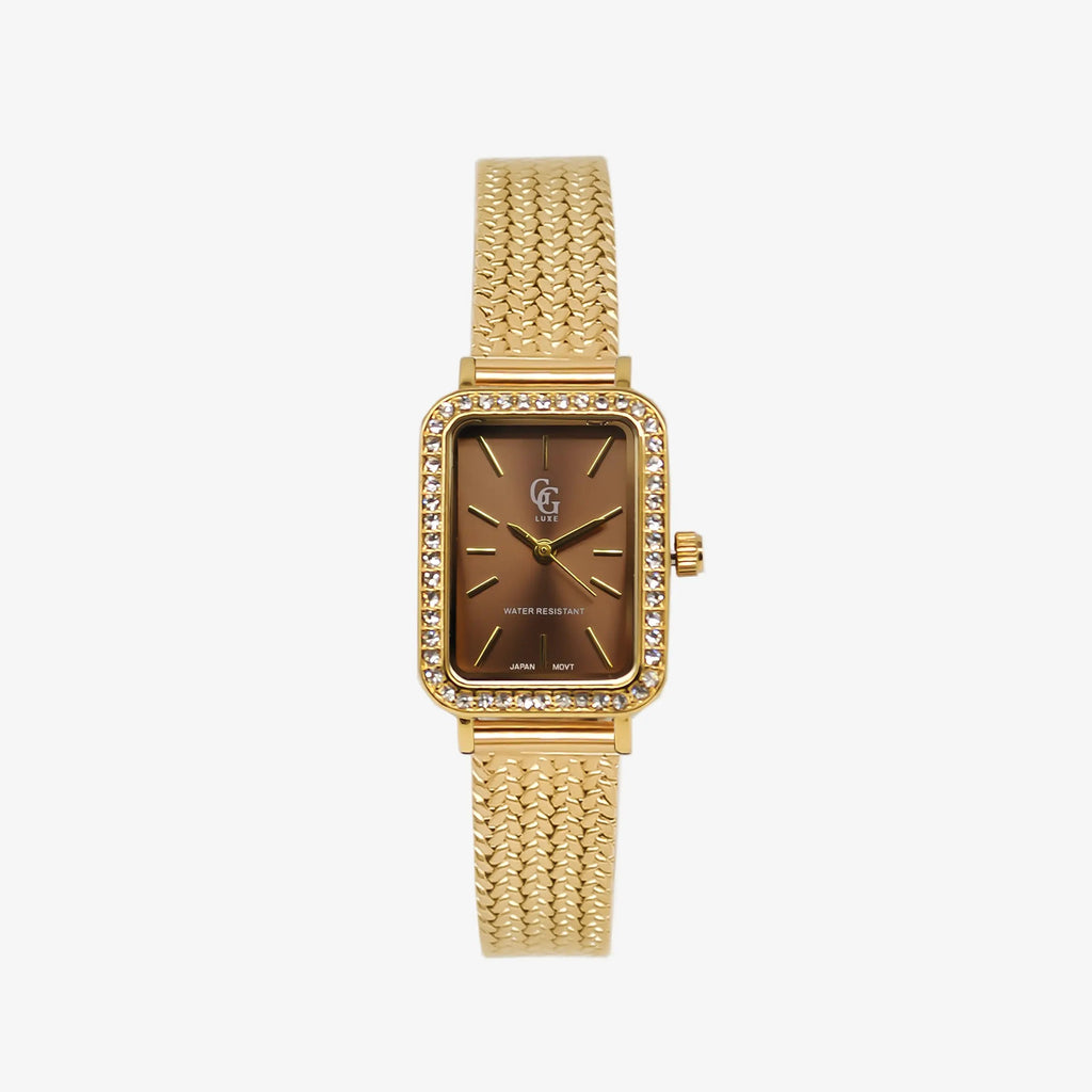 GG Luxe Watch Bonnie Montre rectangulaire marron • Boutique Officielle GG Luxe
