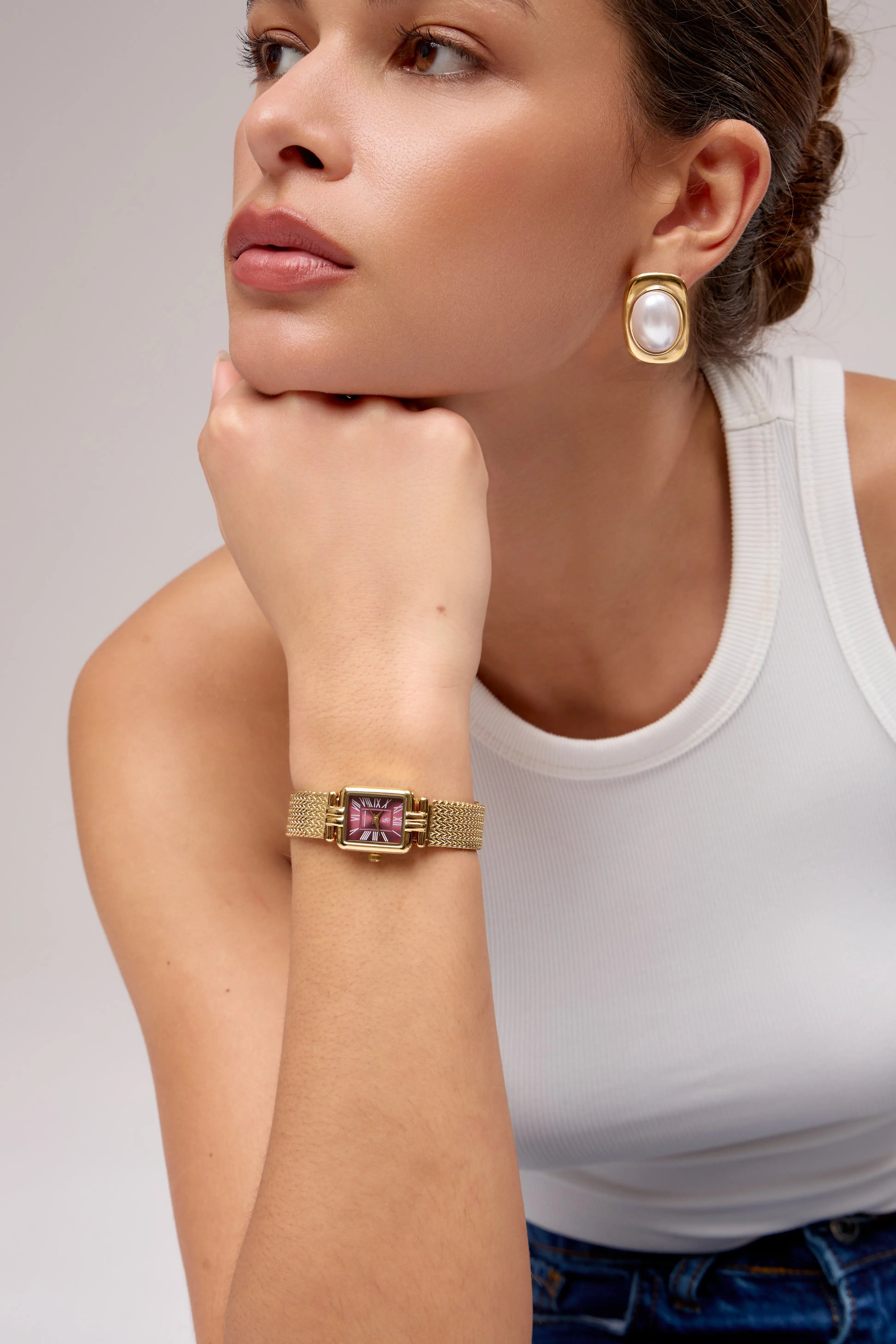 Montre Charly | Dorée - Bordeaux - GG Luxe Watch