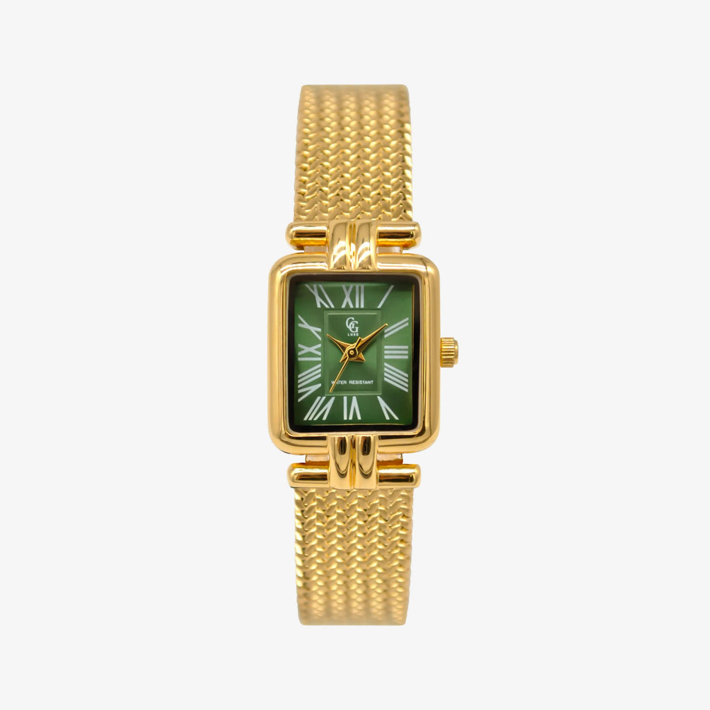 GG Luxe Watch Charly montre rectangulaire Doré Verte • Boutique Officielle GG Luxe