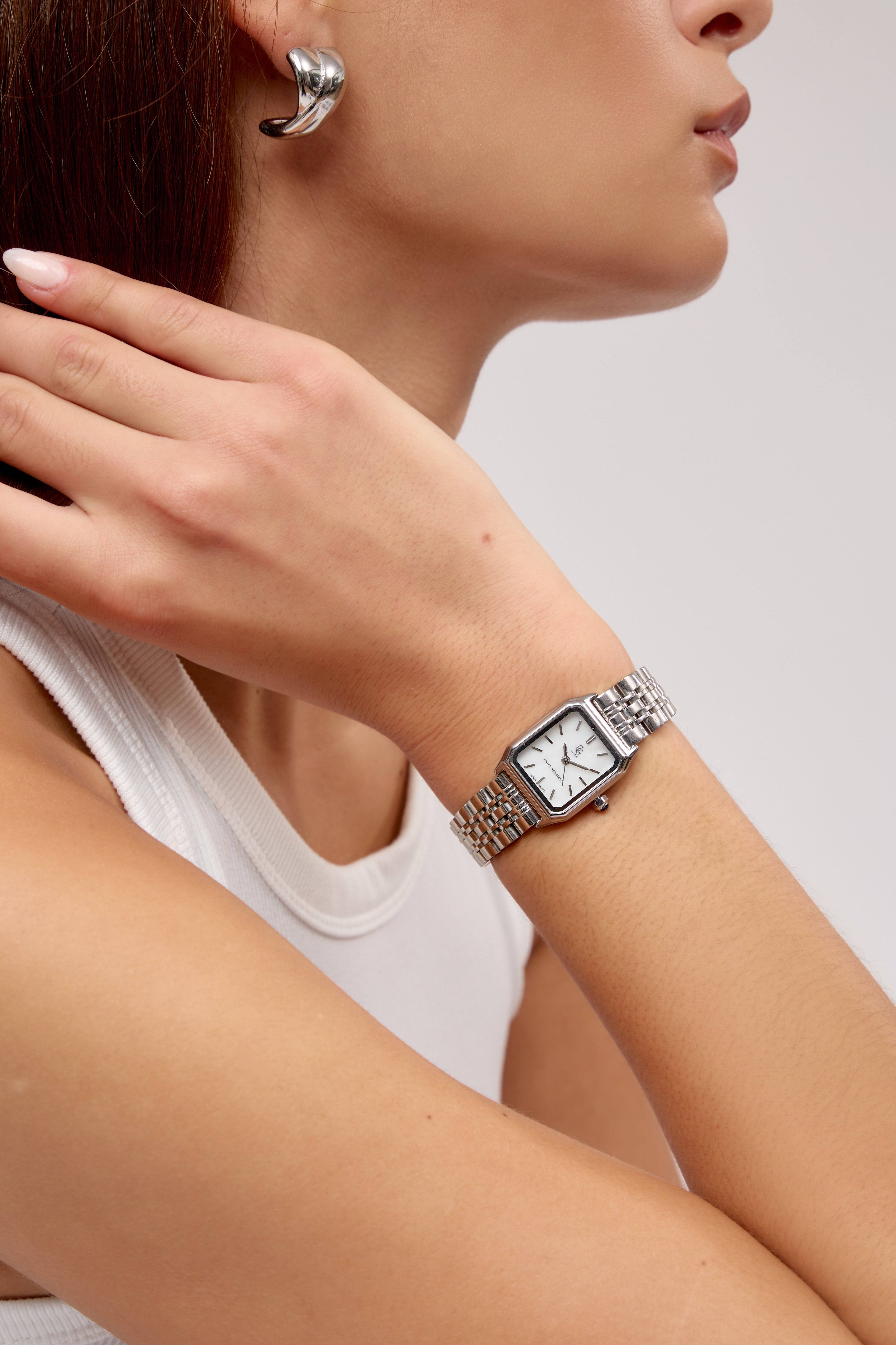 GG Luxe Watch Clémence Montre argentée rectangulaire • Boutique Officielle GG Luxe