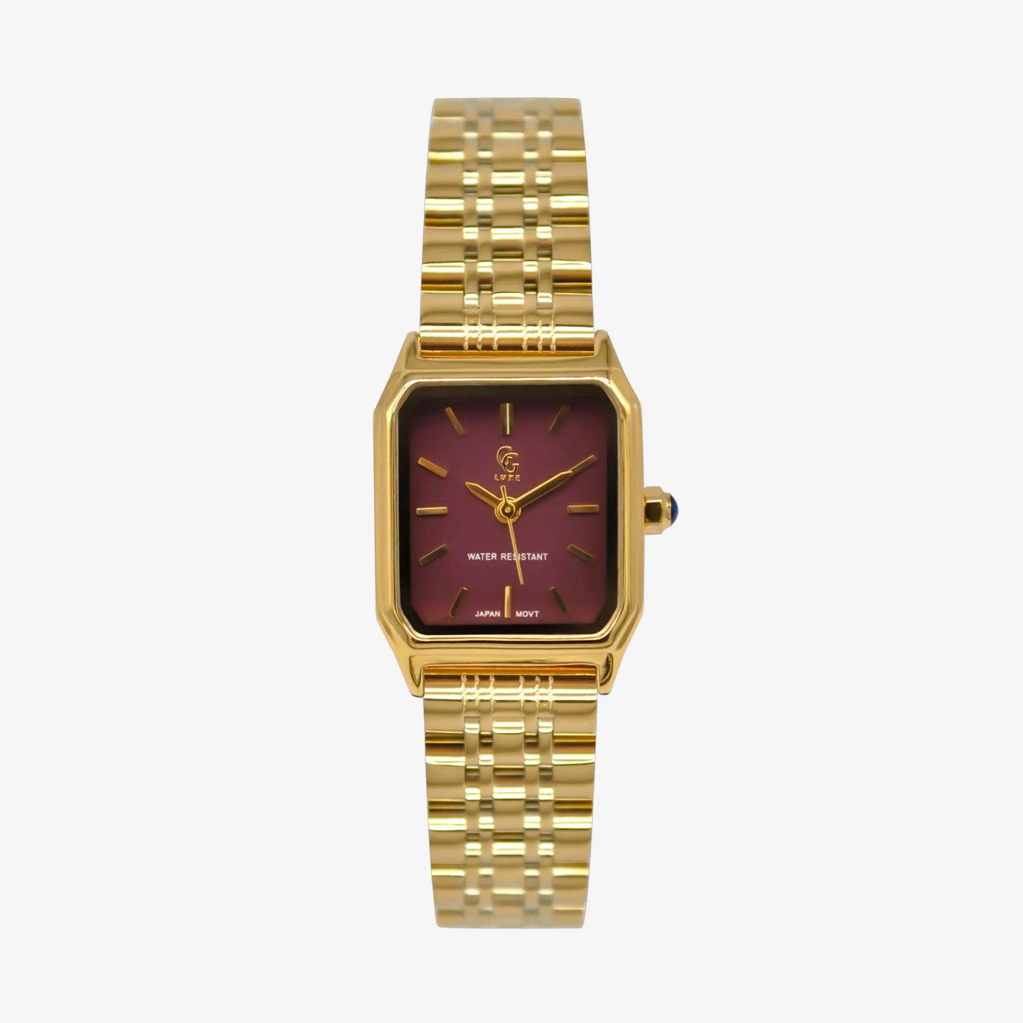 Montre Clémence | Dorée - Bordeaux - GG Luxe Watch
