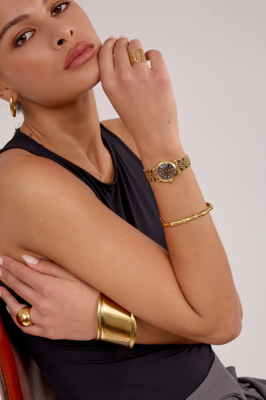 Montre Colette | Dorée-marron - GG Luxe Watch