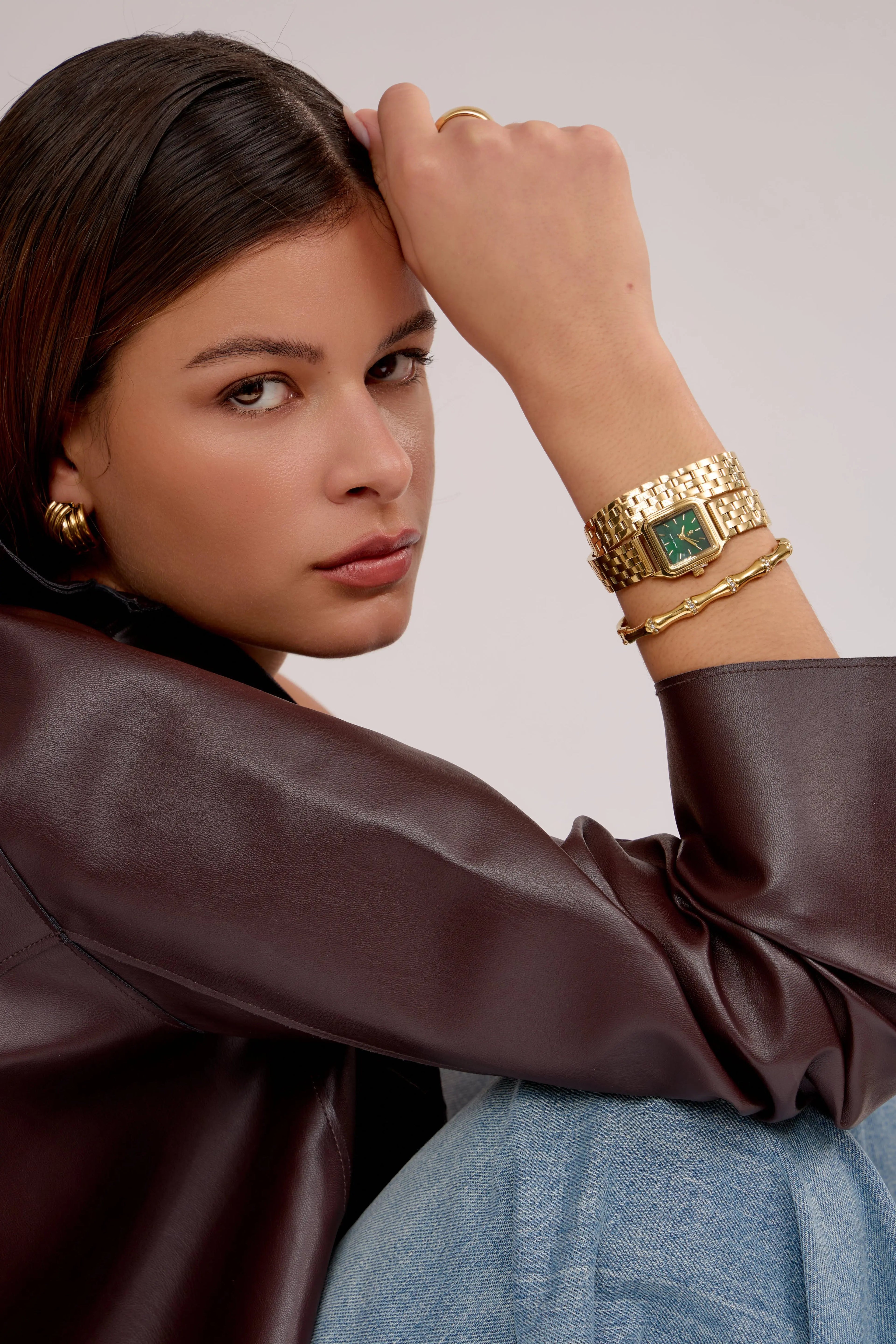 Montre double-tour Hélène | Dorée - émeraude - GG Luxe Watch