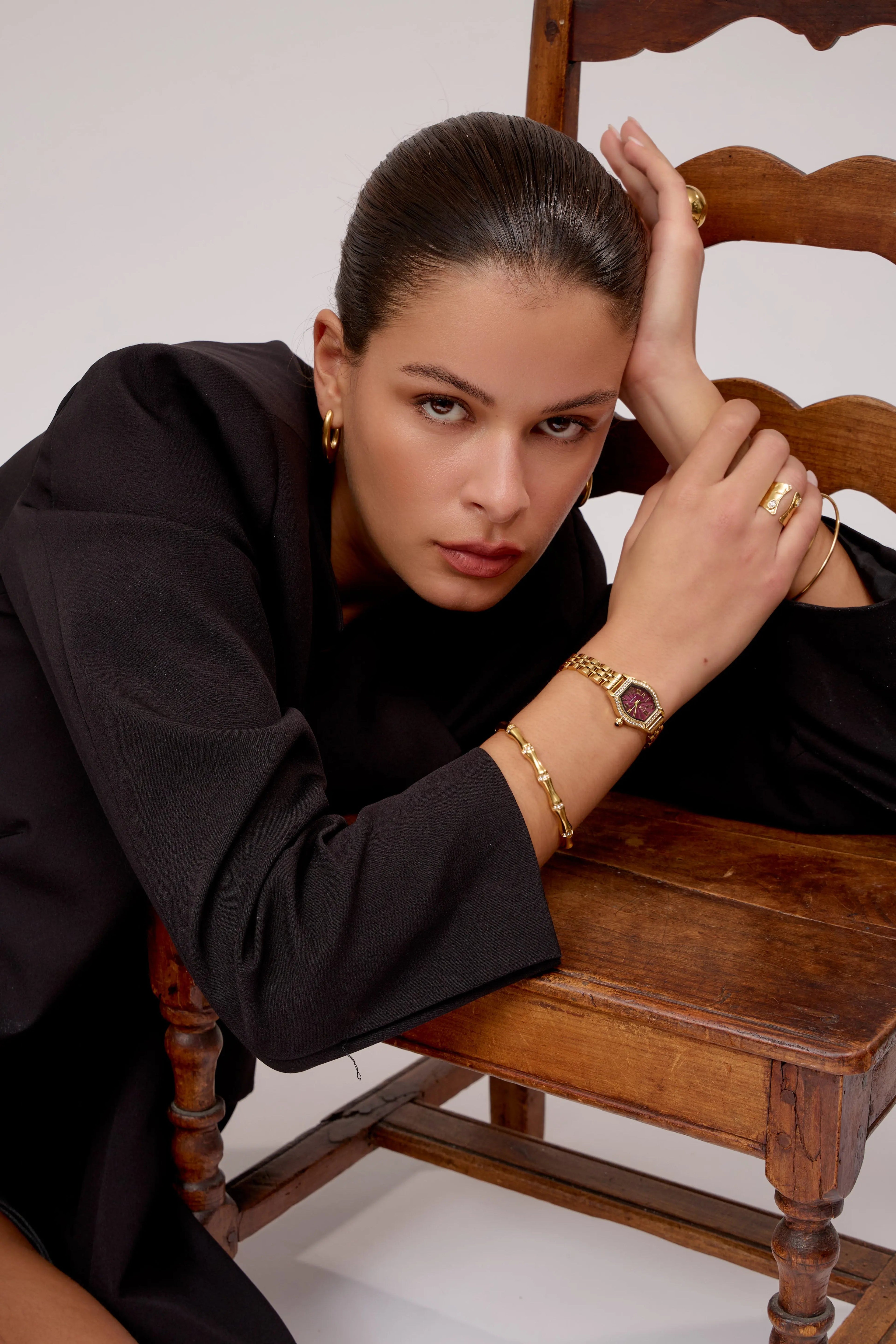 GG Luxe Watch Gisèle montre dorée bordeaux • Boutique Officielle GG Luxe