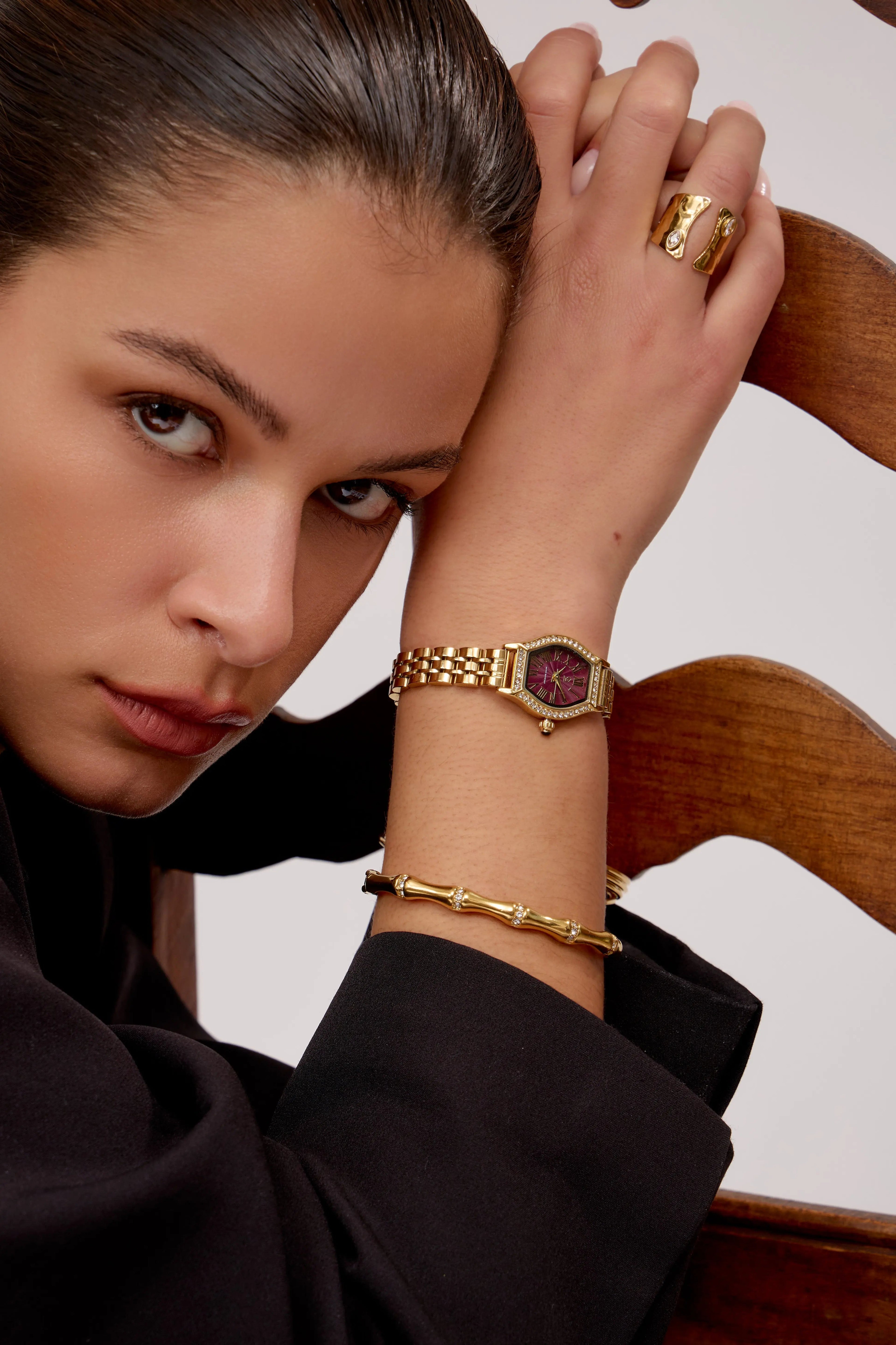 GG Luxe Watch Gisèle montre dorée bordeaux • Boutique Officielle GG Luxe