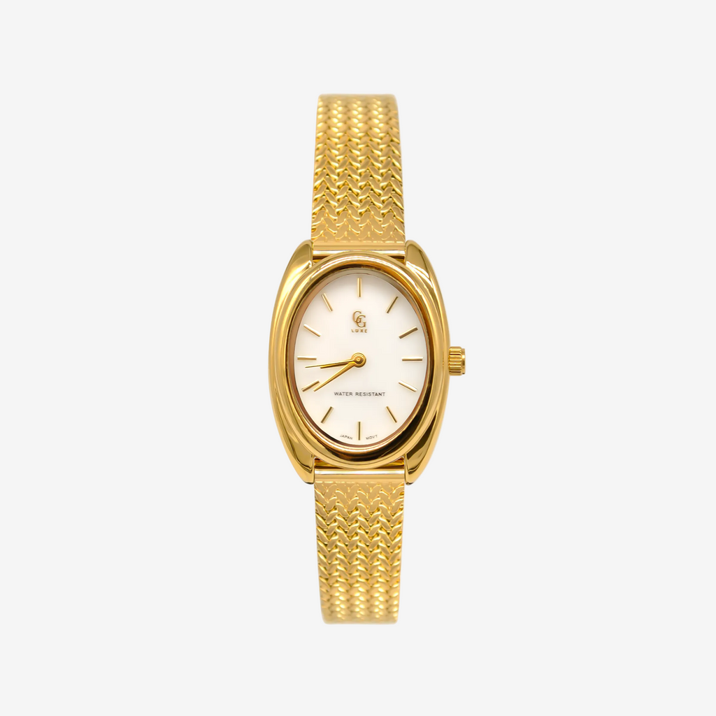 GG Luxe Watch Léontine Packshot Montre Ovale Dorée • Boutique Officielle GG Luxe