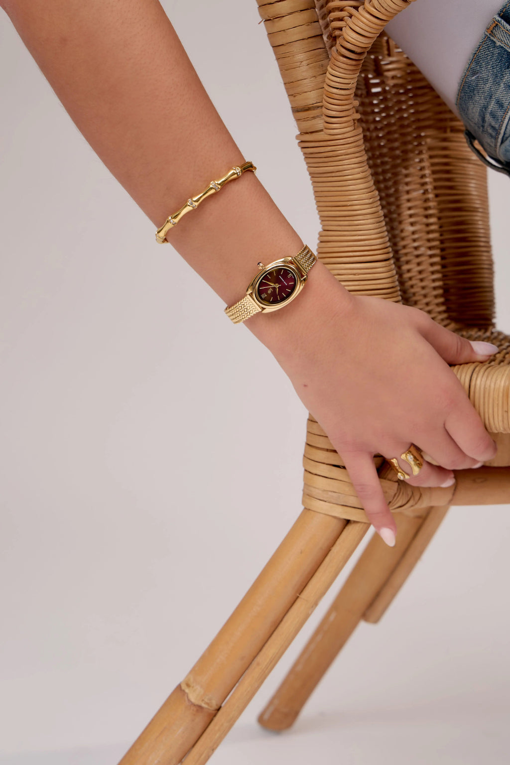 Montre Léontine | Dorée - Bordeaux - GG Luxe Watch
