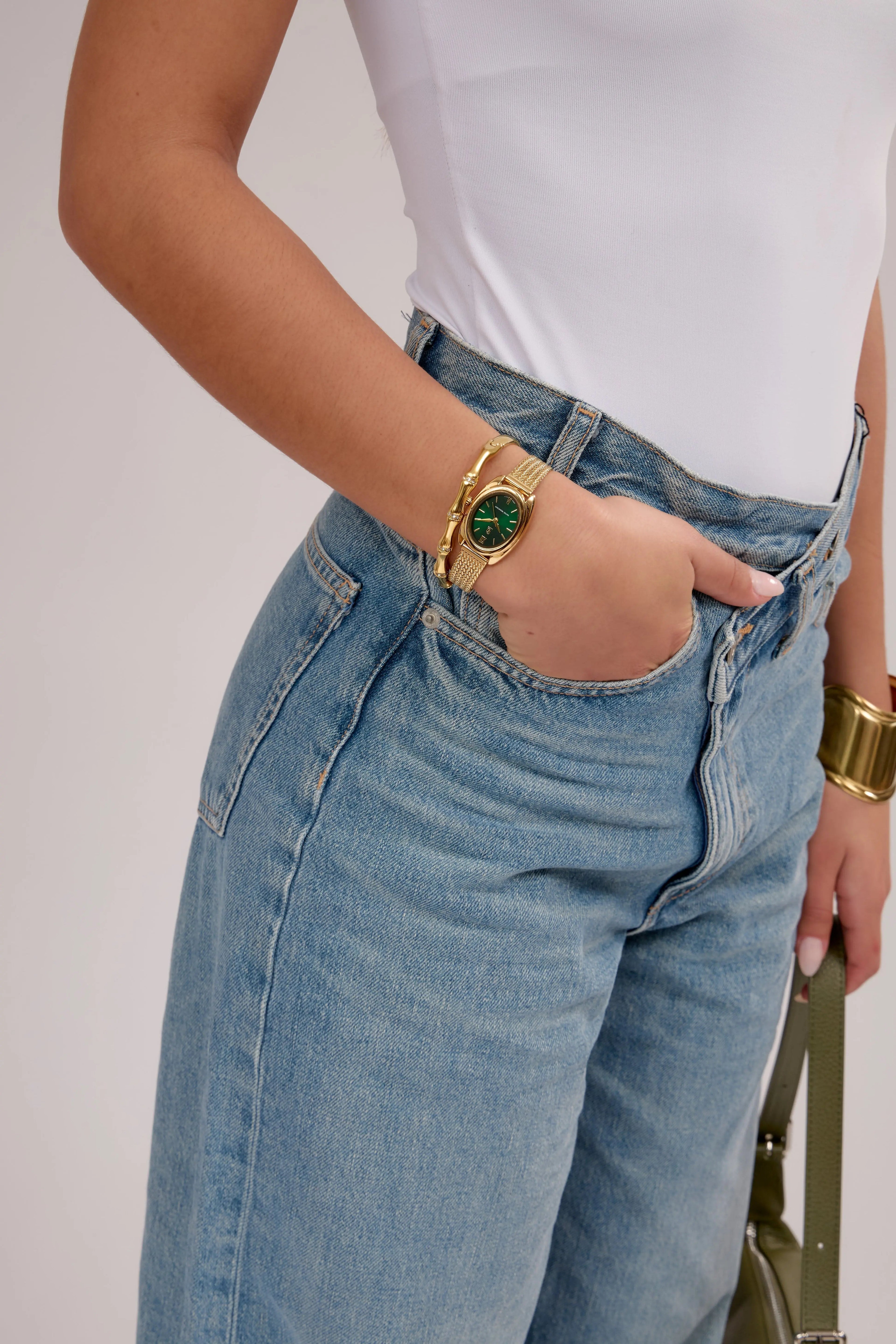 Montre Léontine | Dorée - Verte - GG Luxe Watch