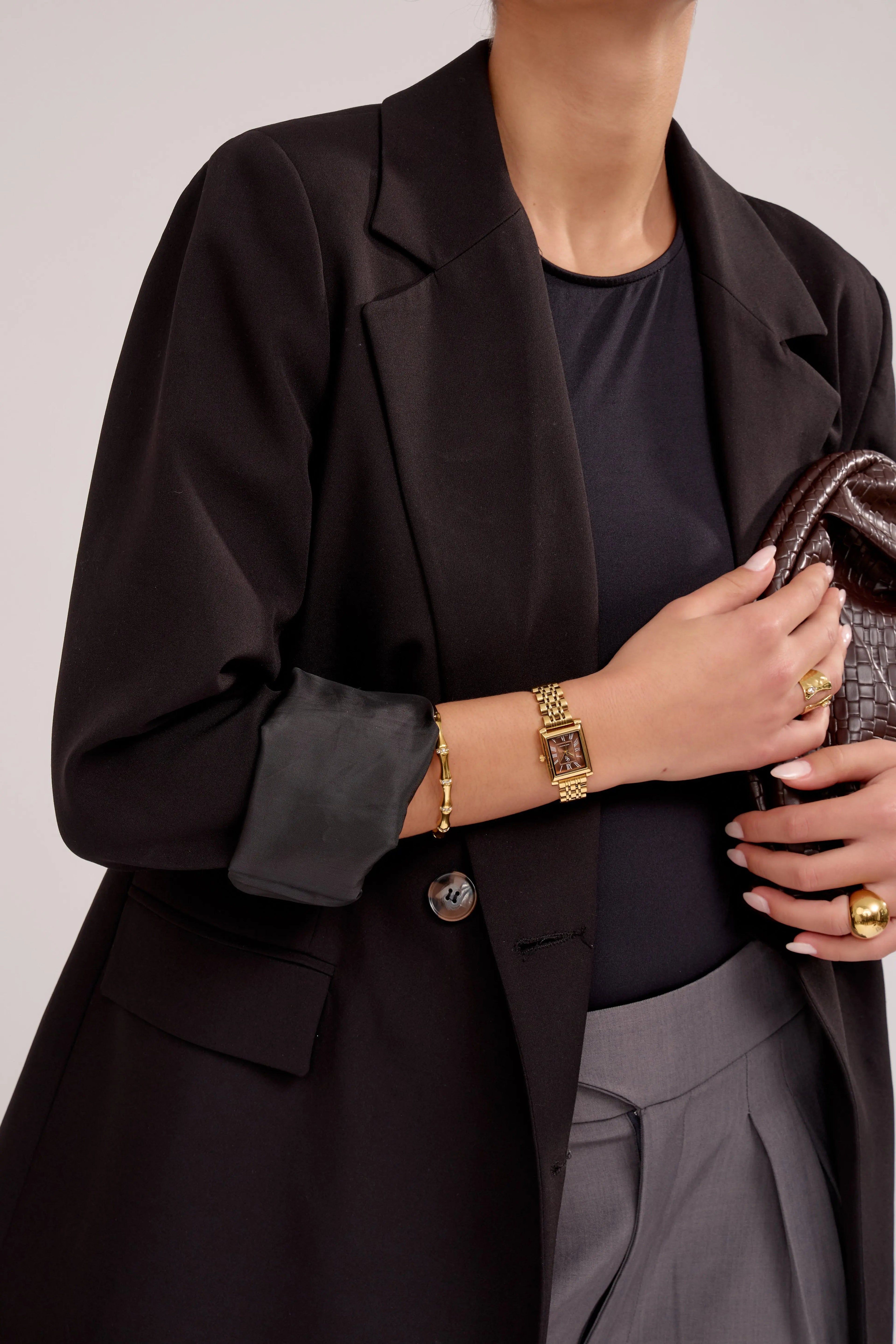 GG Luxe Watch Odette Montre rectangulaire marron • Boutique Officielle GG Luxe