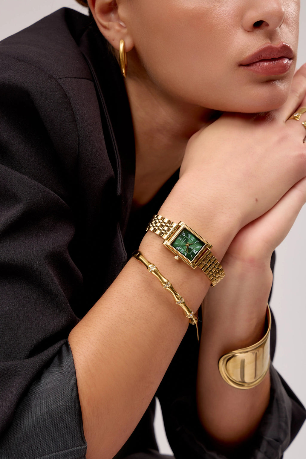 GG Luxe Watch Odette Montre Ovale Dorée Verte • Boutique Officielle GG Luxe
