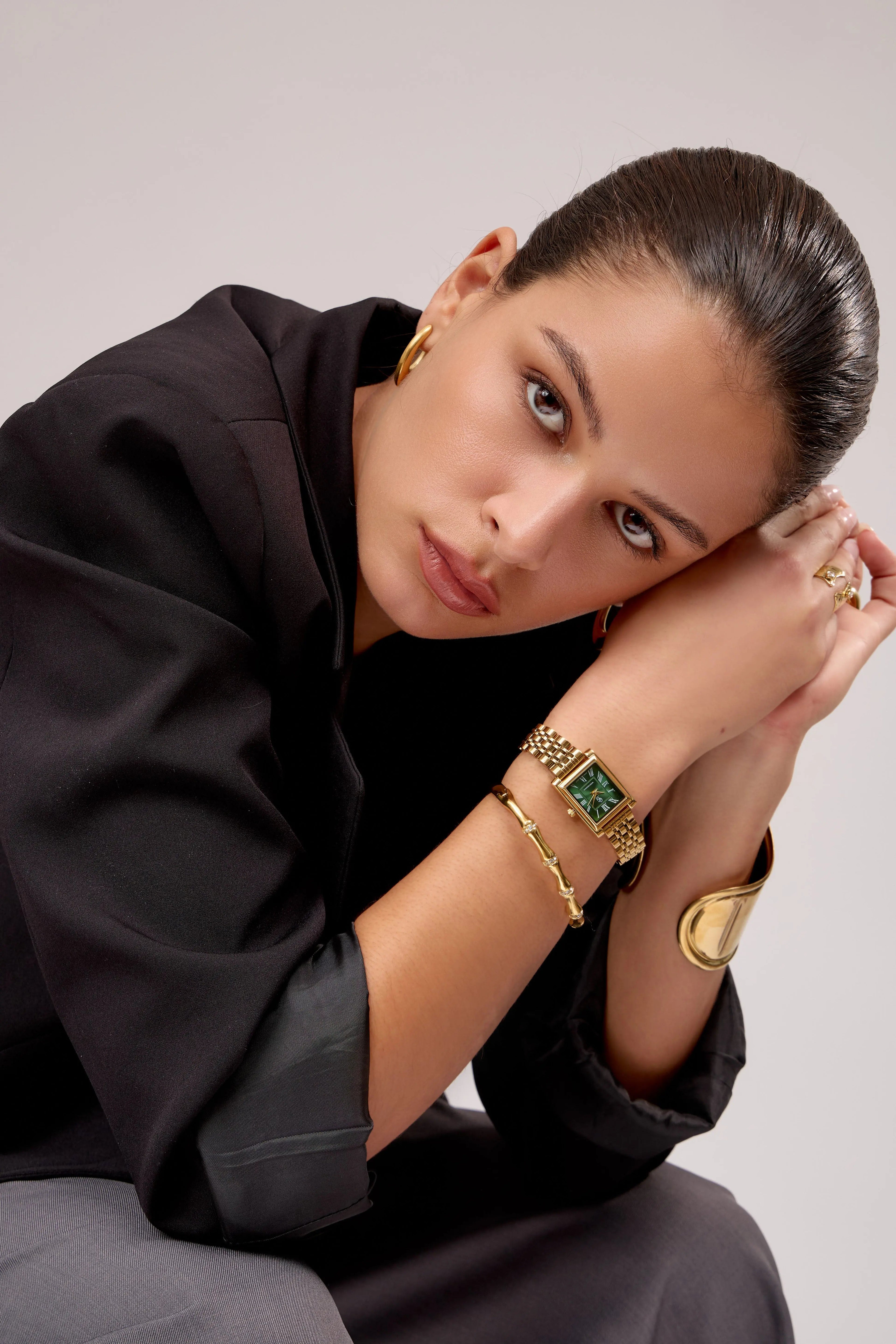 GG Luxe Watch Odette Montre Ovale Dorée Verte • Boutique Officielle GG Luxe