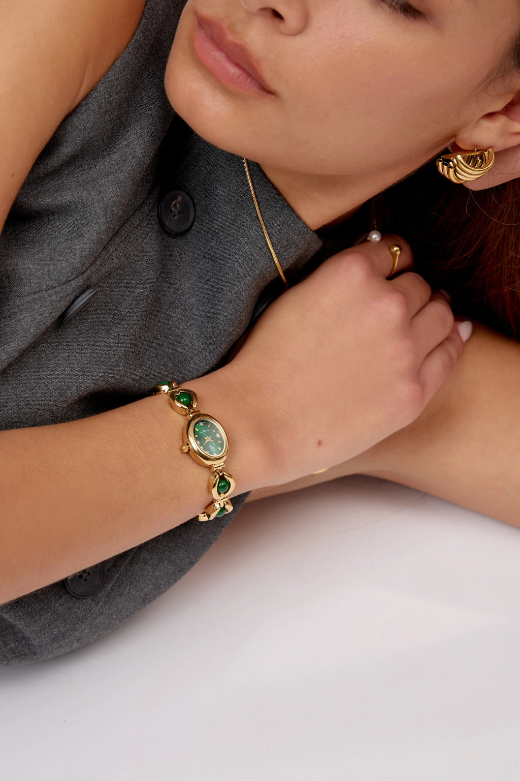 Montre Solange | Dorée - Emeraude - GG Luxe Watch