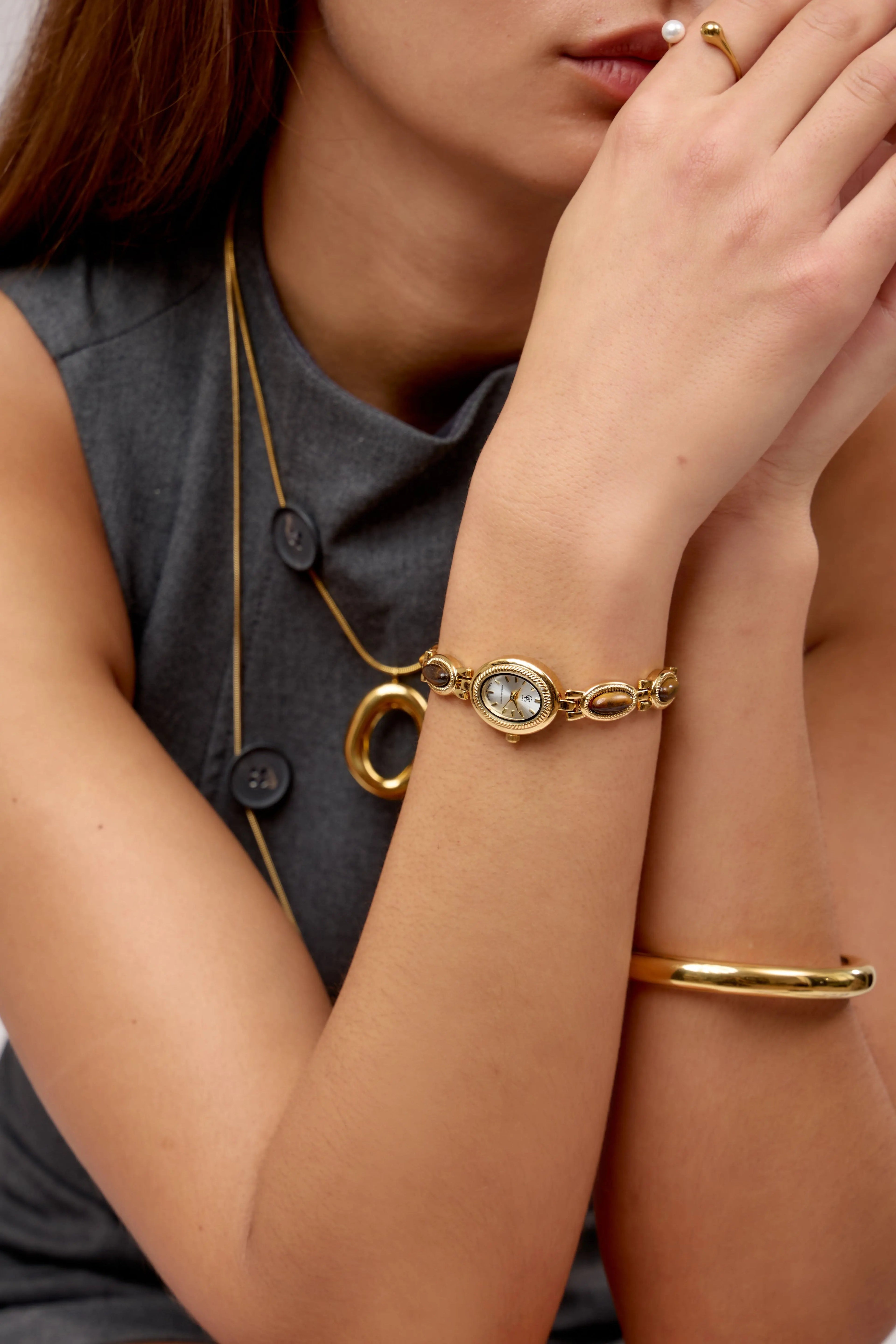 Montre Solange | Dorée - Oeil du tigre - GG Luxe Watch